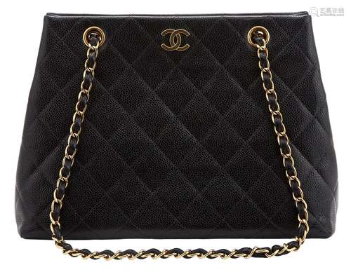 Chanel Black `Caviar` Leather Bag