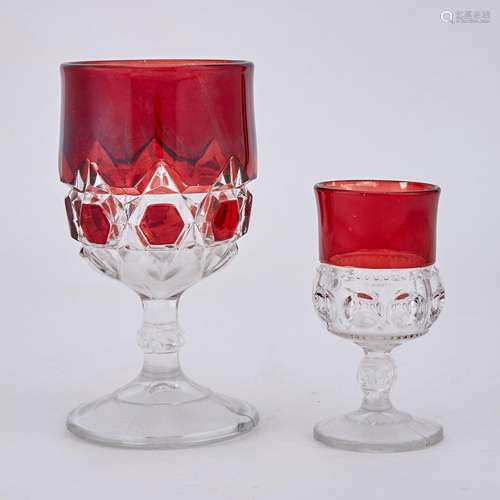 Set of Twelve Ruby Flashed Molded Glass Drinking Glasses; To...