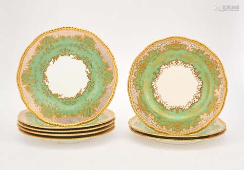 Assembled Set of Eight Similar Coalport Gilt Decorated Porce...