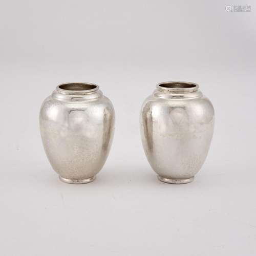 Pair of Buccellati Sterling Silver Diminutive Vases