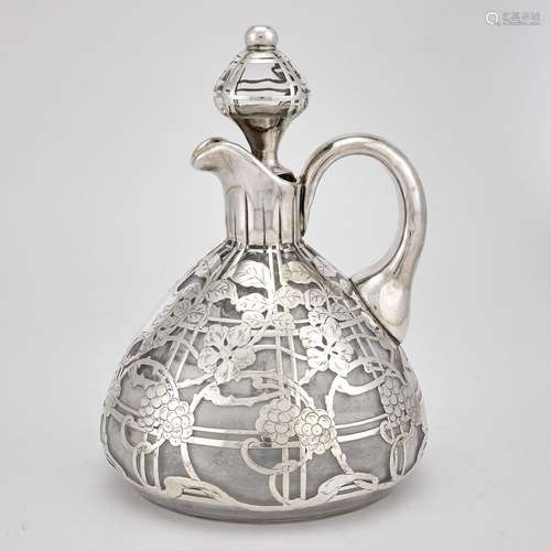 Silver Overlaid Glass Decanter