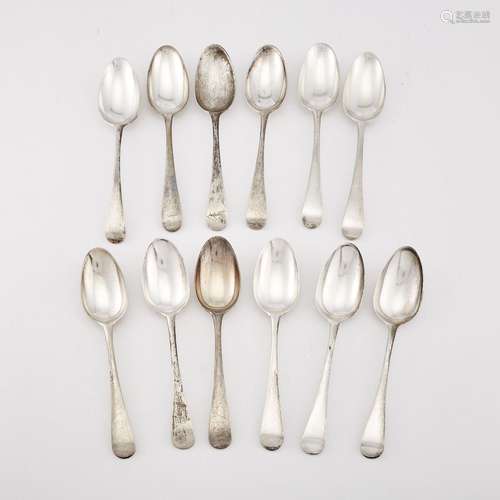 Assembled Set of Twelve George III Sterling Silver Tablespoo...