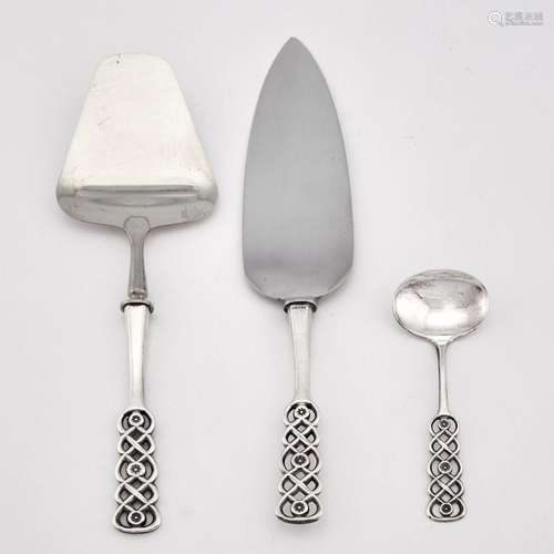 Three David Andersen Silver Serving Pieces