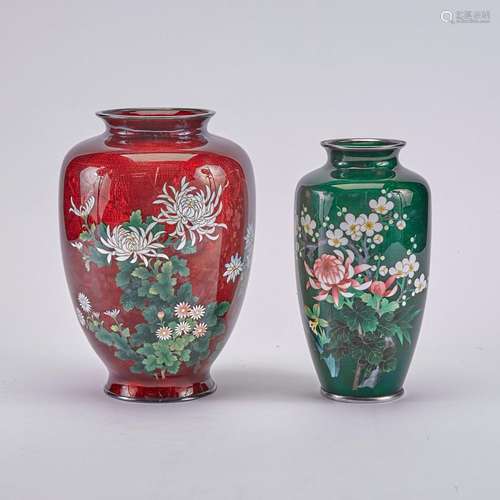 Two Japanese Cloisonné Enamel Vases