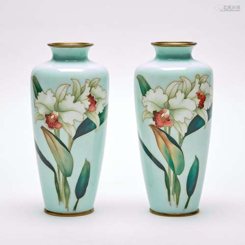 Pair of Japanese Cloisonné Enamel Vases