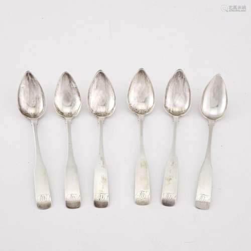 Set of Six New York Fancy Back Teaspoons