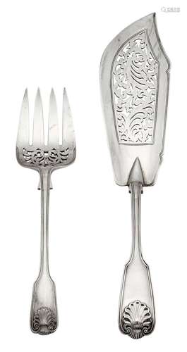 Assembled English Sterling Silver Fish Serving Fork and Knif...