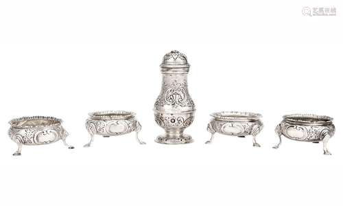 Assembled George III Sterling Silver Salt and Pepper Set