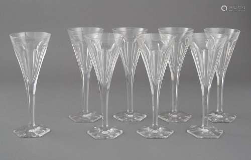 Set of Eight Baccarat Style Glass Champagne Flute Glasses