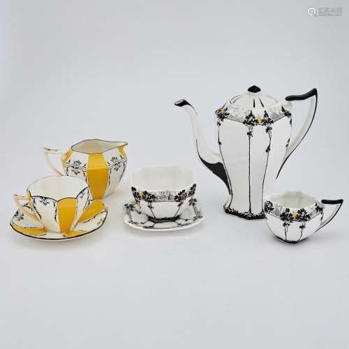 Shelley Art Deco Porcelain Partial Dessert Service; Together...