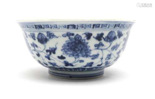 A blue and white lotus bowl