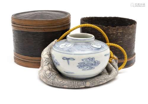 A blue and white tea jar for the japanese market