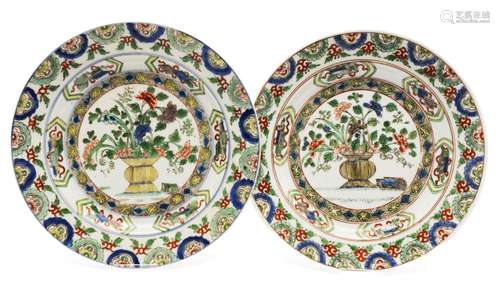 A pair of famille verte plates