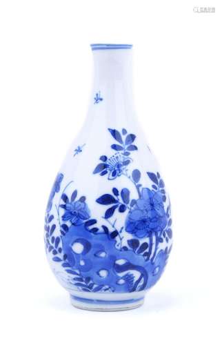 A blue and white pear shaped vase