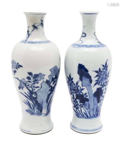 Two blue and white vases