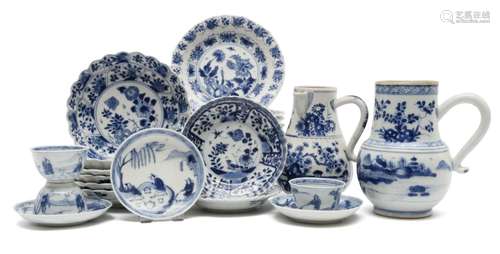 A small collection of blue and white porcelain