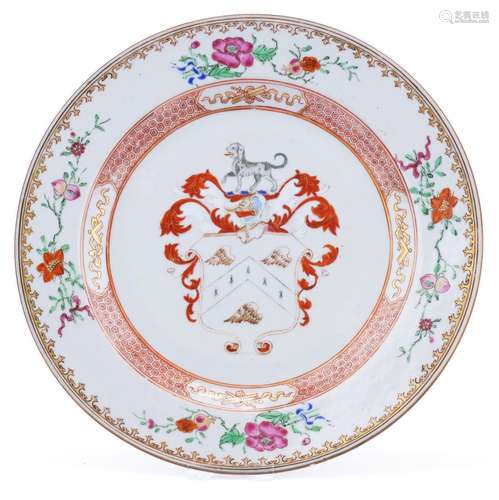 A Chinese famille rose armorial plate