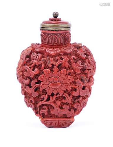 A Snuff bottle, cinnabar