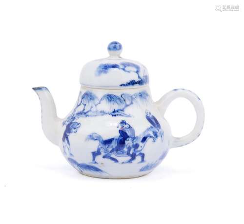 A blue and white small size teapot