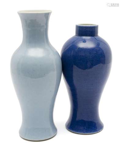 Two Chinese monochrome porcelain vases