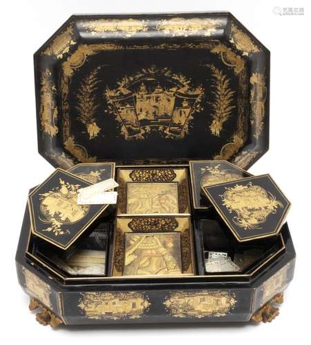 A Chinese lacquer game box