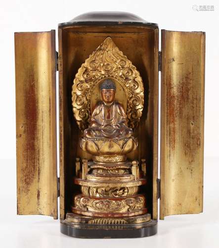 An antique Japanese Zushi with Amida Buddha