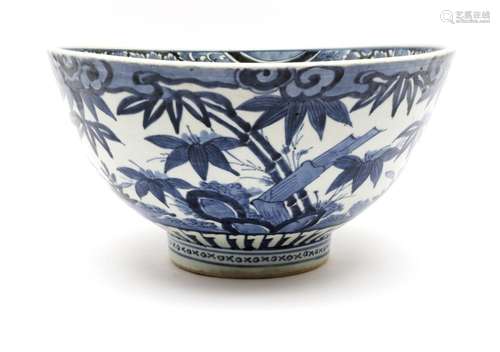 A very large Japanese blue and white bowl