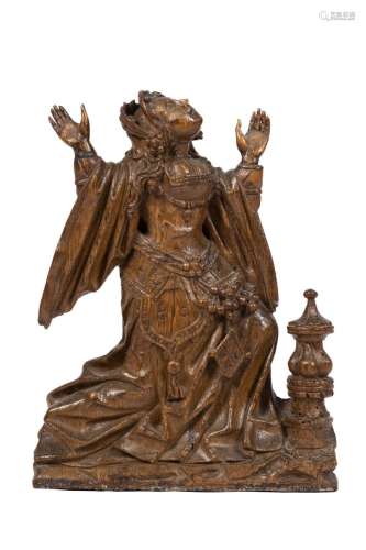 A Flemish carved oak figure of Mary Magdalene