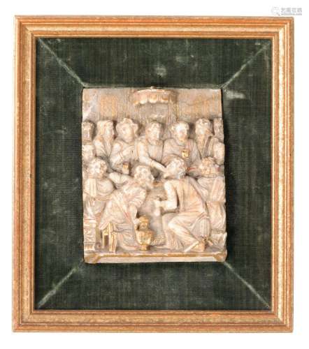 A Malines carved and parcel-gilt alabaster relief `The Last ...