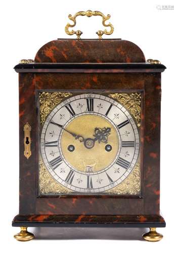 An English brass-mounted tortoiseshell bracket clock