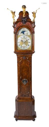 A Dutch burr-walnut longcase clock