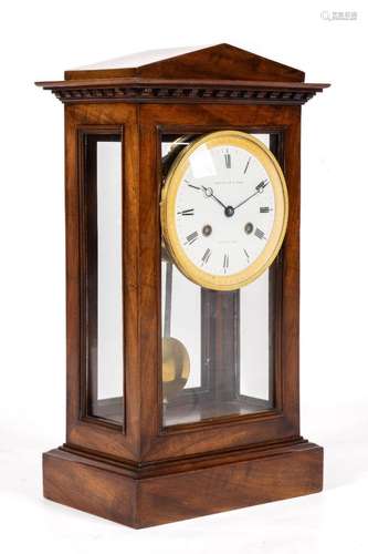 A Restauration mahogany mantel clock `pendule cage`