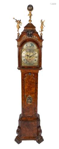 A Dutch burr-walnut longcase clock