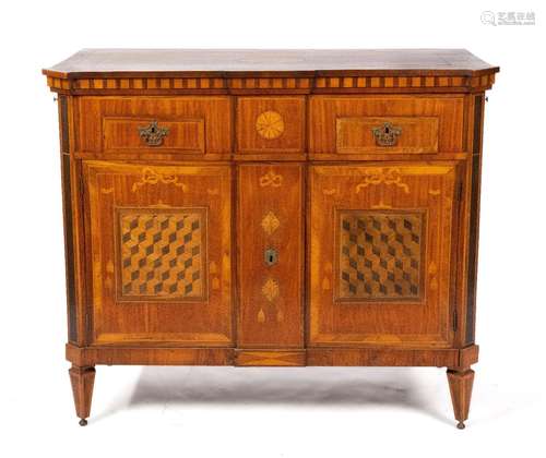 A Dutch satinwood, tulipwood, kingwood and fruitwood marquet...