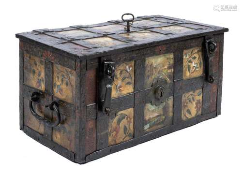 A German polychrome painted wrought-iron Armada chest