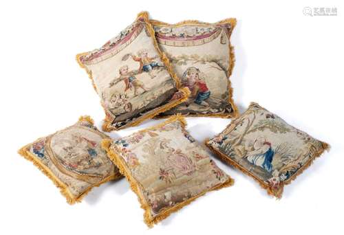 A set of five Louis XVI tapisserie cushions, probably after ...