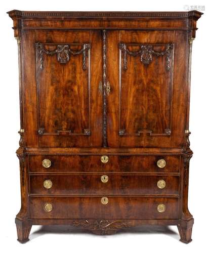 A Dutch ormolu-mounted mahogany cabinet