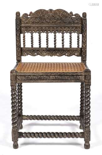 A Coromandel Coast carved ironwood side chair