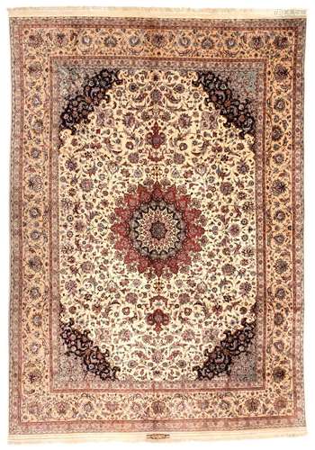 A very fine silk Tabriz rug