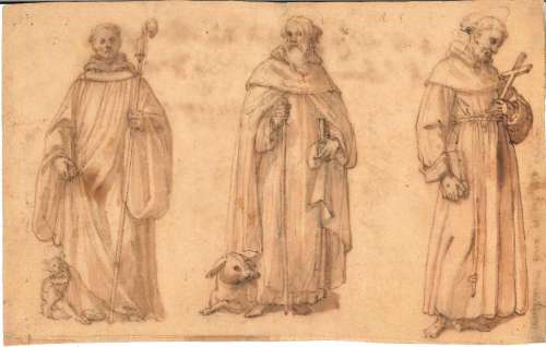 Scuola toscana del XVI-XVII secolo Studio per figure di sant...