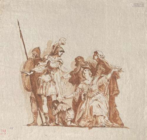 Scuola veneta del XVIII secolo Gruppo di figure con soldati ...