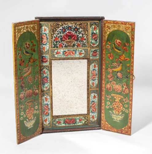 Qajar-Spiegelschrank mit Hinterglasmalerei