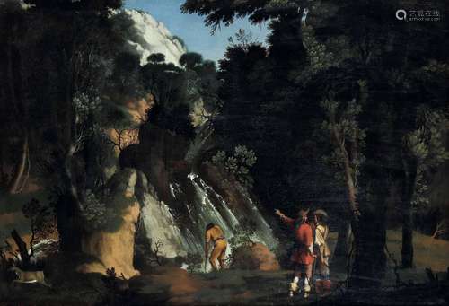 Reschi Pandolfo, Paesaggio con cascata e soldati