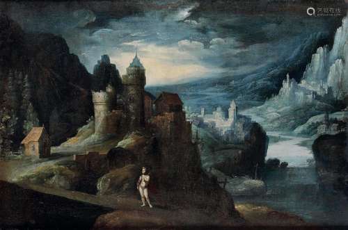 Verhaecht Tobias, Paesaggio con personaggio e rovine sullo s...