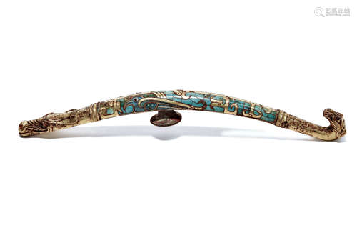 Turquoise Inlaying Gold Dragon Belt Hook