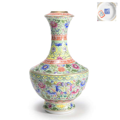 Famille Rose Floral Bottle Vase