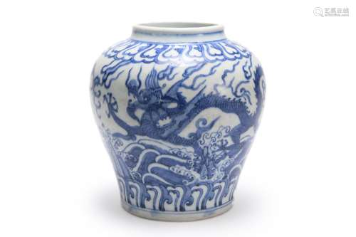 Blue And White Dragon Jar