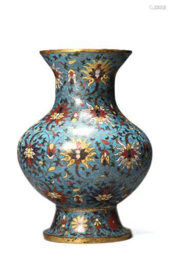 Cloisonne Enamel Interlocking Lotus Baluster Vase