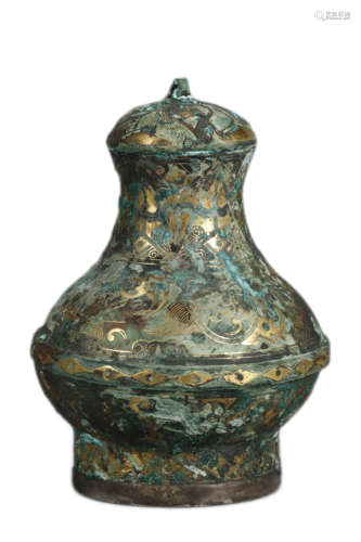 Gold And Silver Inlaying Bronze Vase