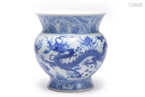 Blue And White Dragon Zhadou Vessel